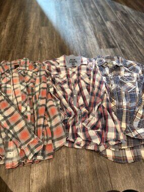 LOT of 3 Western Style Mens Long Sleeve Button up shirts - XL